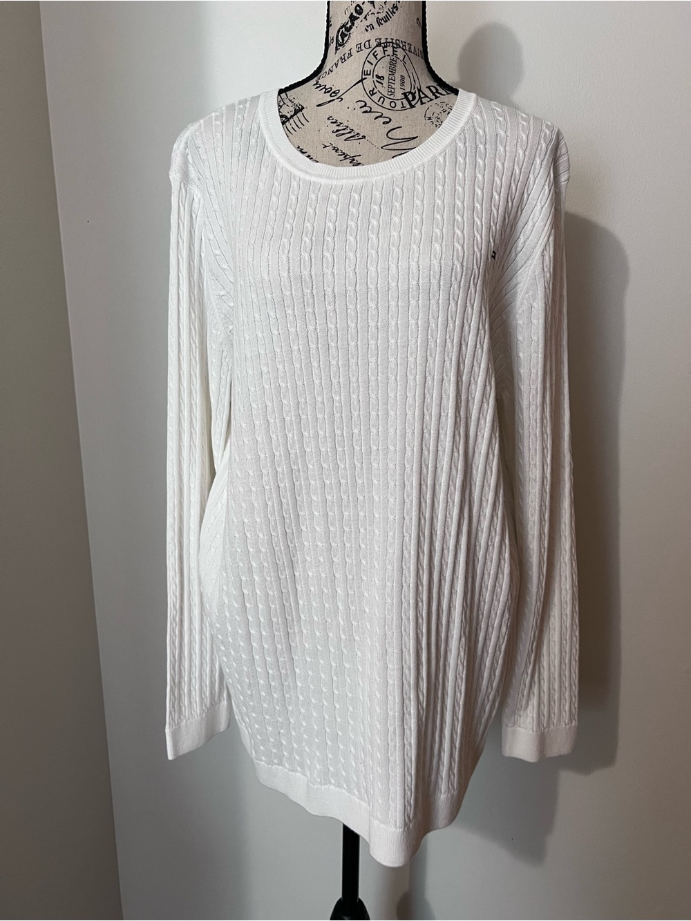 Tommy Hilfiger Ivory Cable Knit Crewneck Sweater Size XXL NWT